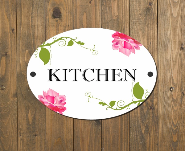 Kitchen Door Plaque Shabby Chic Floral Design